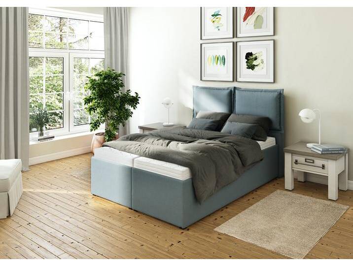 Polsterbett MAINTAL Lyara , blau (petrol), B:147cm L:215cm, Struktur fein (100% Polyester), Betten, wahlweise ohne Matratze oder mit 3 Matratzenarten zur Auswahl von Maintal
