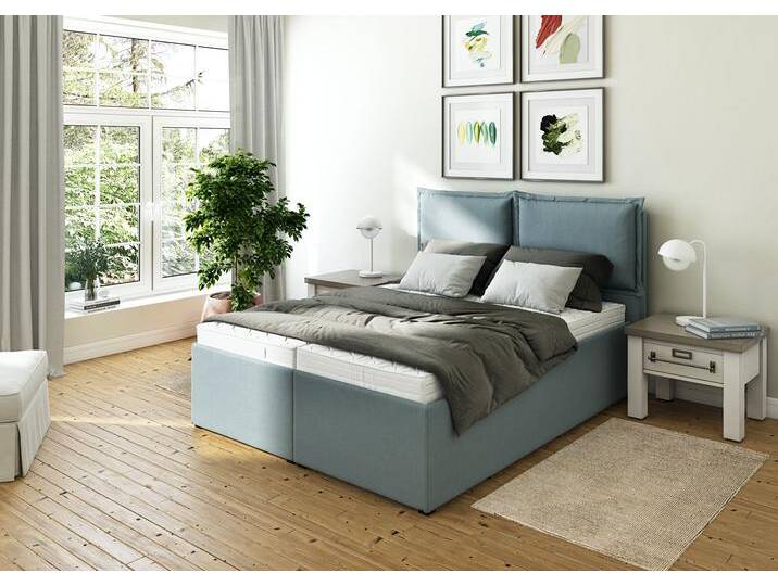 Polsterbett MAINTAL Lyara , blau (petrol), B:167cm L:215cm, Struktur fein (100% Polyester), Betten, wahlweise ohne Matratze oder mit 3 Matratzenarten zur Auswahl von Maintal
