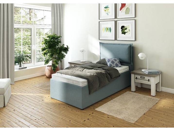 Polsterbett MAINTAL Lyara , blau (petrol), B:187cm L:215cm, Struktur fein (100% Polyester), Betten, wahlweise ohne Matratze oder mit 3 Matratzenarten zur Auswahl von Maintal