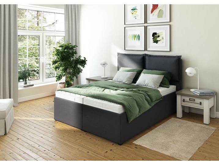 Polsterbett MAINTAL Lyara , grau (anthrazit), B:167cm L:215cm, Struktur fein (100% Polyester), Betten, wahlweise ohne Matratze oder mit 3 Matratzenarten zur Auswahl von Maintal