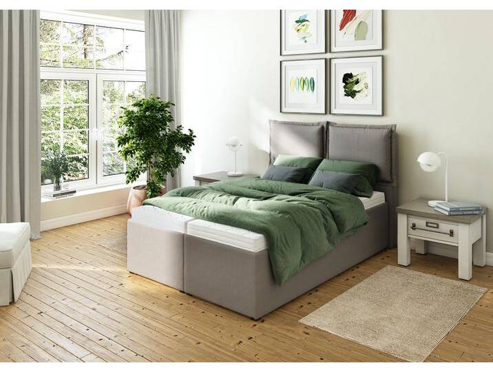 Polsterbett MAINTAL Lyara , grau (hellgrau), B:147cm L:215cm, Struktur fein (100% Polyester), Betten, wahlweise ohne Matratze oder mit 3 Matratzenarten zur Auswahl von Maintal