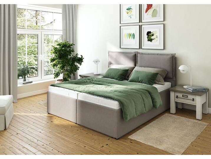 Polsterbett MAINTAL Lyara , grau (hellgrau), B:187cm L:215cm, Struktur fein (100% Polyester), Betten, wahlweise ohne Matratze oder mit 3 Matratzenarten zur Auswahl von Maintal