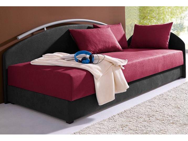 Polsterliege MAINTAL, rot (rot, schwarz), Liegefläche B/L: 90cm x 200cm, kein Härtegrad, 5-Zonen-Komfortpolsterung, Komplettbetten von Maintal