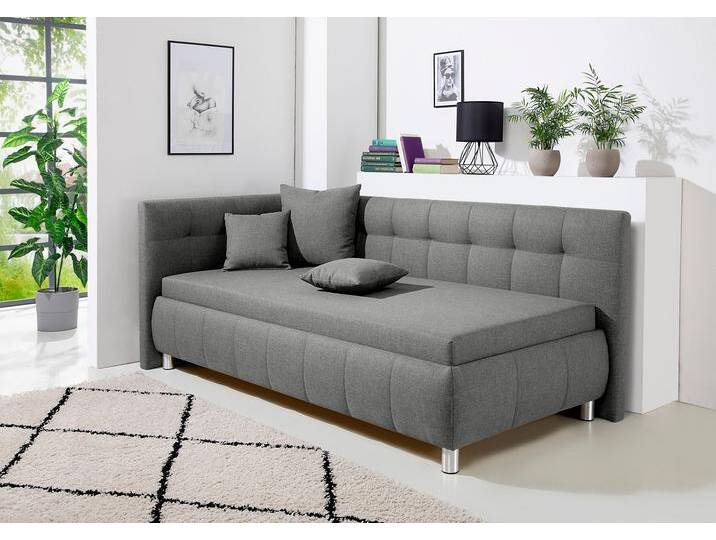 Polsterliege MAINTAL Malea , grau, B:117cm L:218cm, Komplettbetten, mit Bettkasten, in 3 Breiten, Federkern- oder Bonnellmatratze wählbar von Maintal