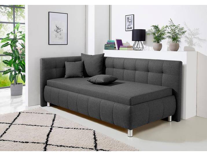 Polsterliege MAINTAL Malea , grau (anthrazit), B:117cm L:218cm, Komplettbetten, mit Bettkasten, in 3 Breiten, Federkern- oder Bonnellmatratze wählbar von Maintal