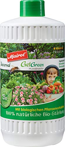 Mairol GetGreen, 100% Bio Pflanzenstärkung, universal für alle Grün- und Blühpflanzen, 1 Liter mit Messbecher von Mairol