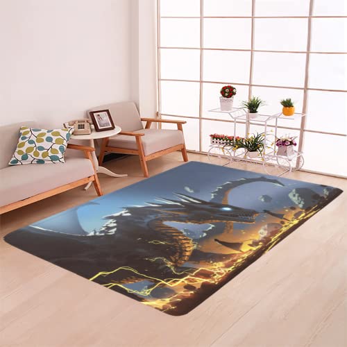 Teppich Schlafzimmer Weich Teppich Wohnzimmer Spiel Drache Tepich Moderne Küche Flur Bettvorleger Drache Mit Flügeln Kinderteppich Rutschfest Waschbarer Flauschig Super Soft Flanell Teppich 120X160Cm von MaishaRui