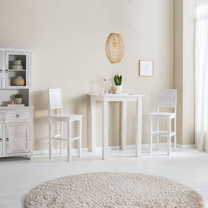home24 Massiver Bartisch 80 x 110 x 80cm Weiß von home24