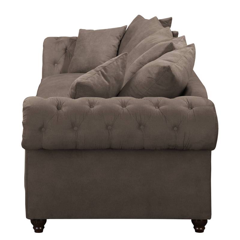 home24 Bigsofa Braun/Dunkelbraun Microfaser 294 x 90 x 93cm ohne Hocker Landhaus von home24
