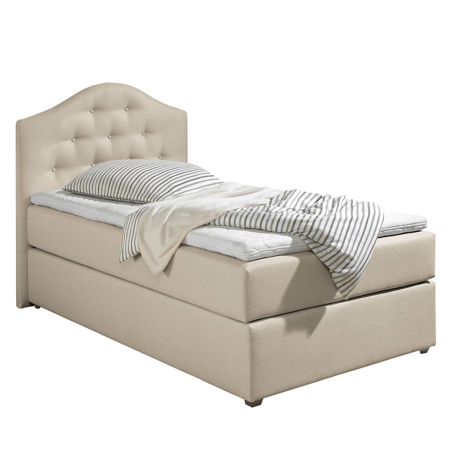 Maison Belfort Boxspringbett Ansmark 100x200 cm Strukturstoff Beige mit Matratze Modern von Maison Belfort