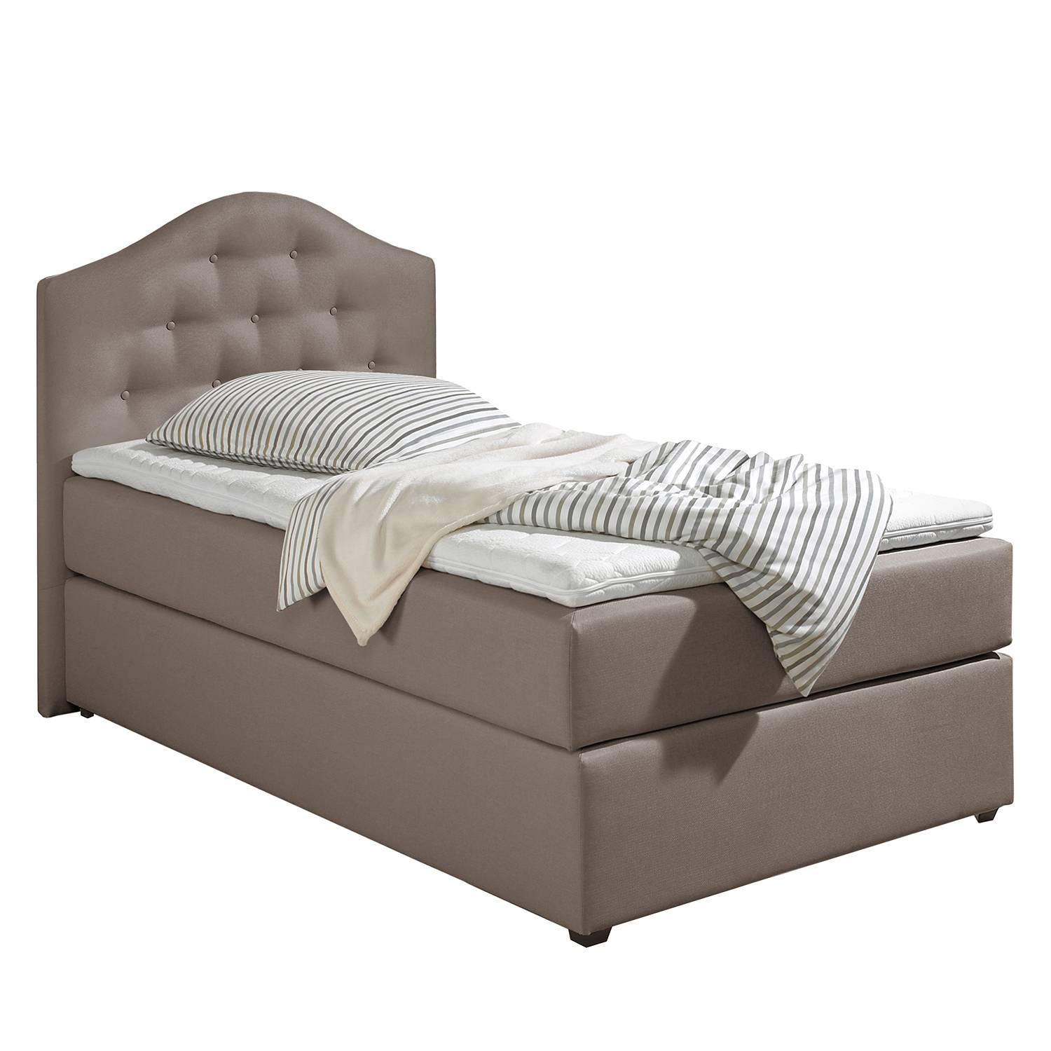 Maison Belfort Boxspringbett Ansmark 100x200 cm Strukturstoff Taupe mit Matratze Modern von Maison Belfort