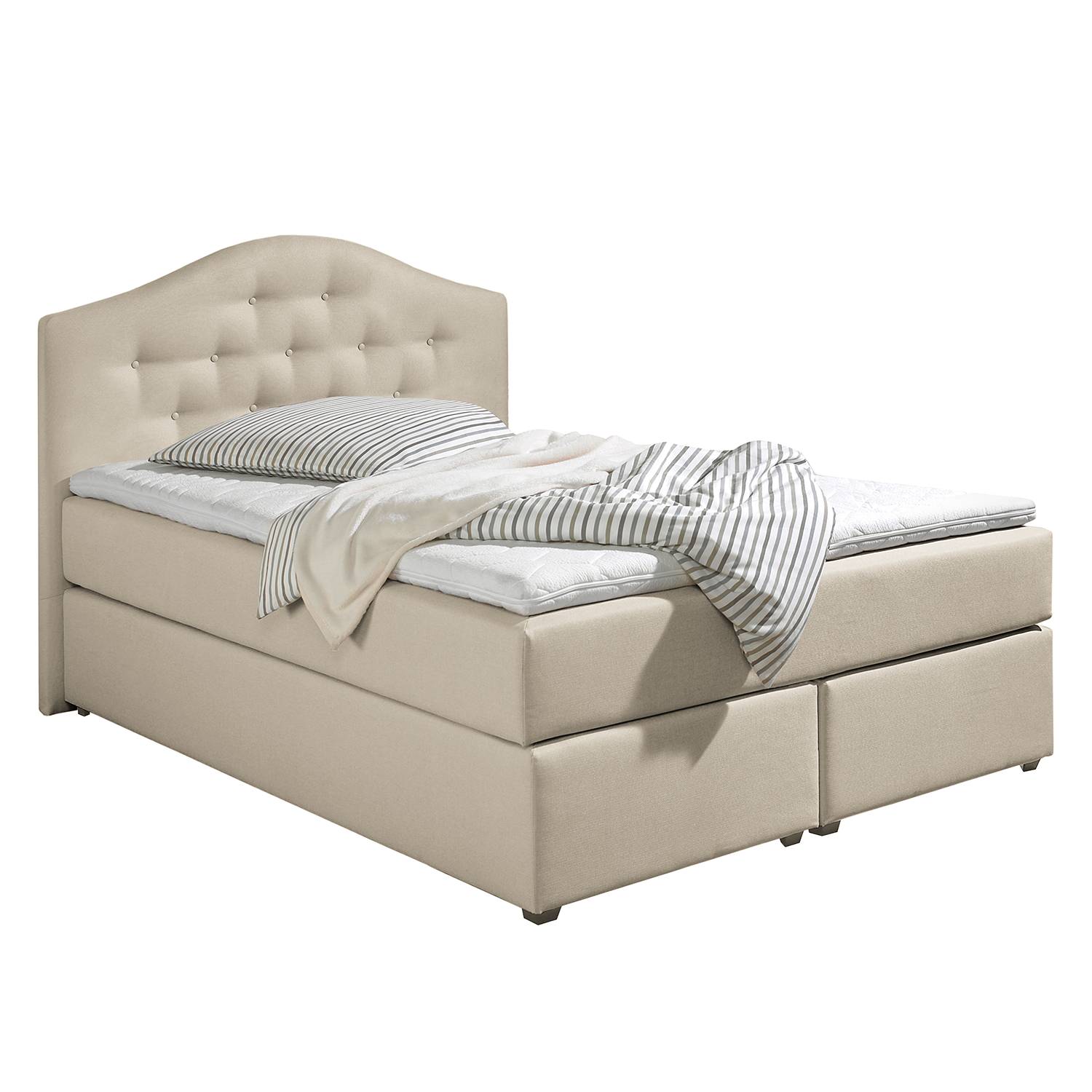 Maison Belfort Boxspringbett Ansmark 140x200 cm Strukturstoff Beige mit Matratze Modern von Maison Belfort