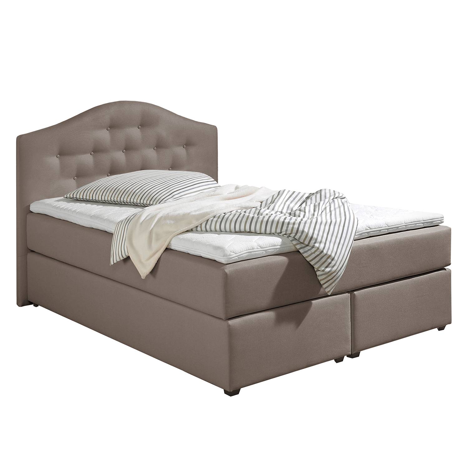 Maison Belfort Boxspringbett Ansmark 140x200 cm Strukturstoff Taupe mit Matratze Modern von Maison Belfort