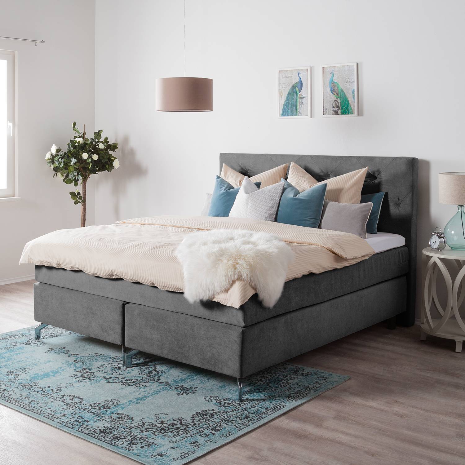 Maison Belfort Boxspringett Dogali 180x200 cm Velours Anthrazit mit Lattenrost/Matratze/Kaltschaumtopper Maison Belfort Boxspringett Dogali 180x200 cm Velours Anthrazit mit Lattenrost/Matratze/Kaltschaumtopper von Maison Belfort
