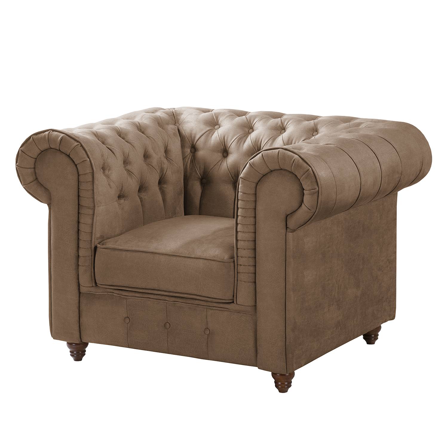 Maison Belfort Chesterfield Sessel Pintano Congo Grau Microfaser 116x77x92 cm (BxHxT) von Maison Belfort