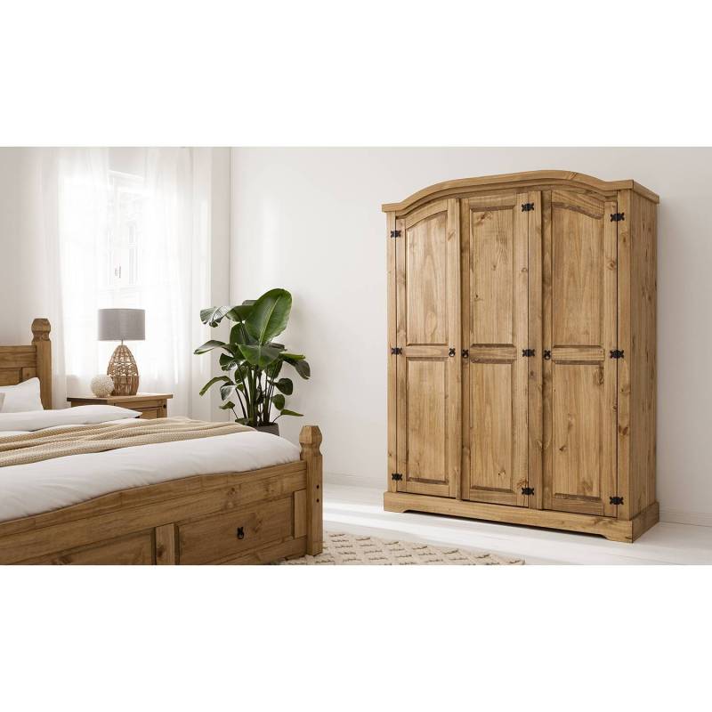 home24 Drehtürenschrank I 149cm Braun/Beige/Kiefer Natur von home24