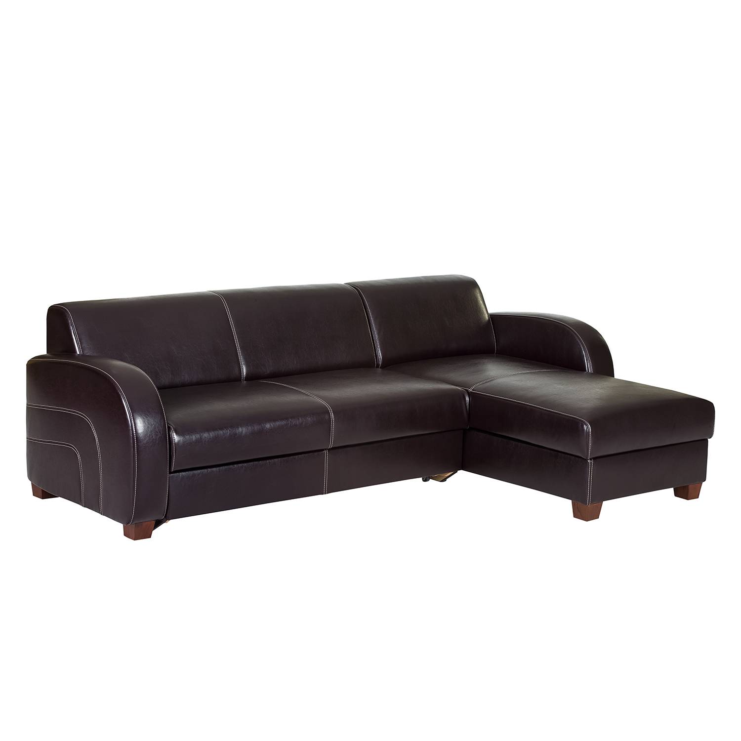 Maison Belfort Ecksofa Ballina 2-Sitzer Dunkelbraun Echtleder 247x75x158 cm (BxHxT) mit Schlaffunktion/Bettkasten Landhaus von Maison Belfort