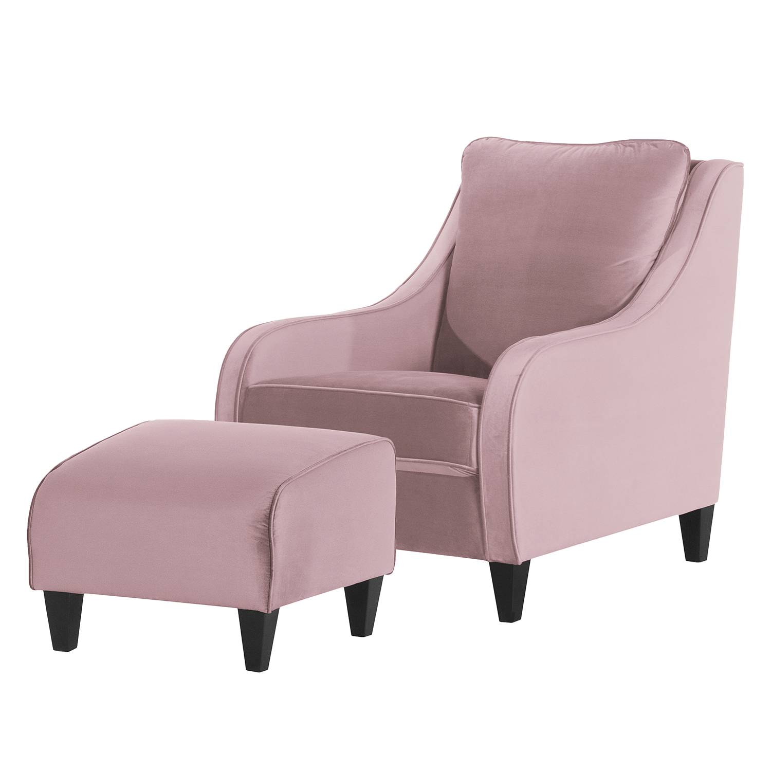 Maison Belfort Sessel Wingen I Mauve Samt mit Hocker 75x85x94 cm (BxHxT) von Maison Belfort