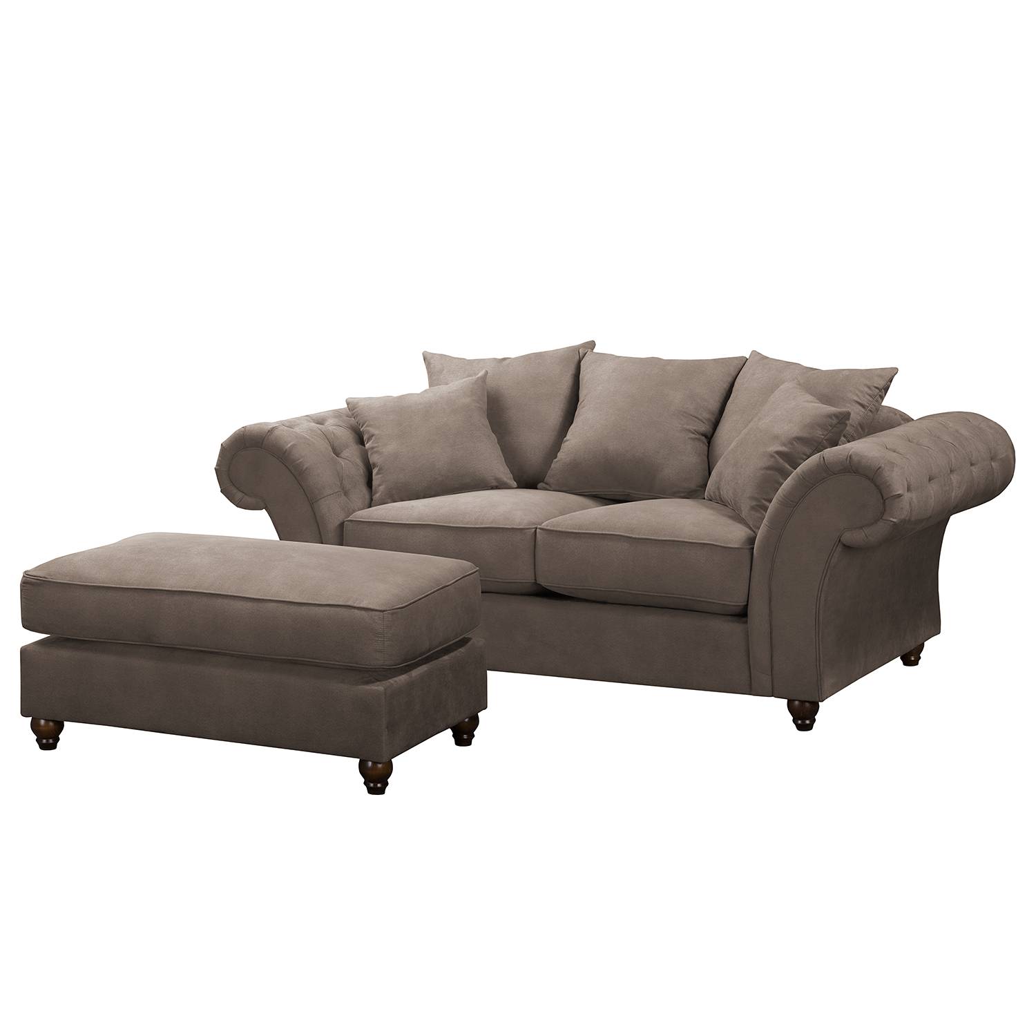 Maison Belfort Sofa Pacoa 2-Sitzer Dunkelbraun Microfaser 210x90x93 cm mit Hocker von Maison Belfort