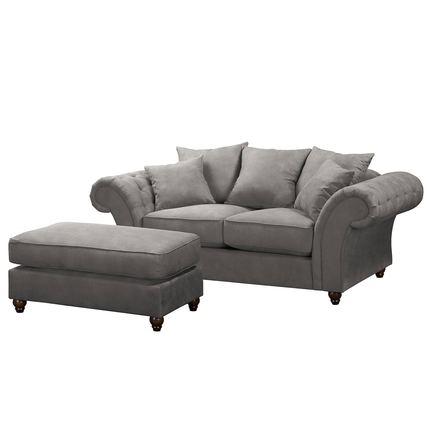 Maison Belfort Sofa Pacoa 2-Sitzer Dunkelgrau Microfaser 210x90x93 cm mit Hocker von Maison Belfort