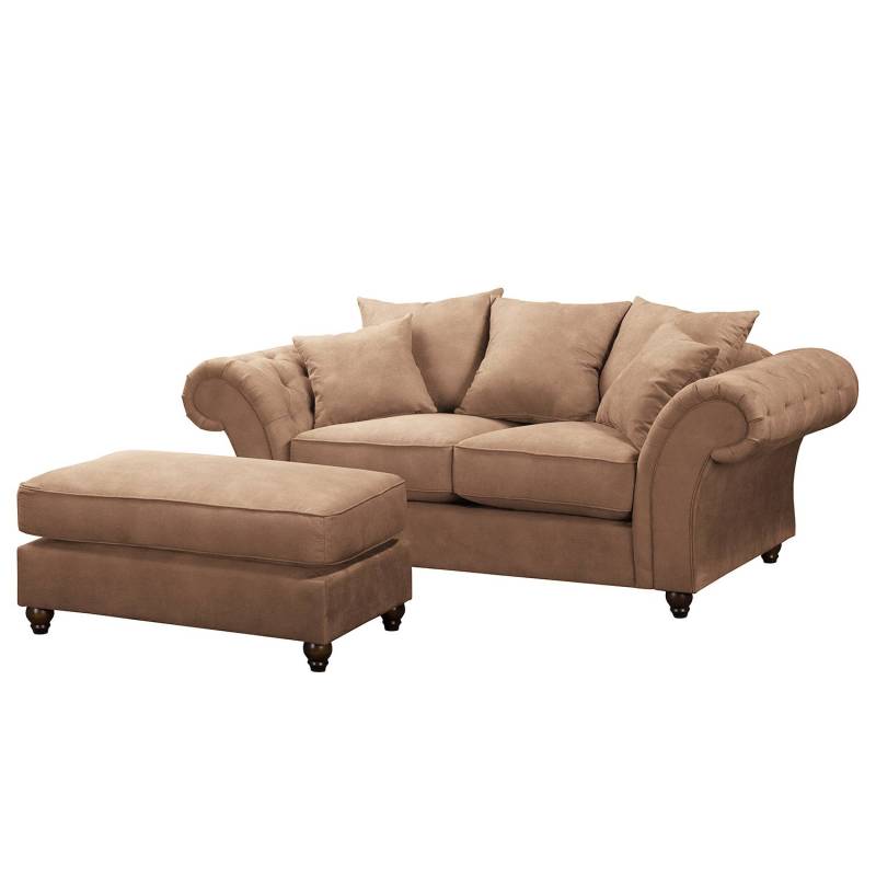 Maison Belfort Sofa Pacoa 2-Sitzer Latte Macchiato Microfaser 210x90x93 cm mit Hocker von Maison Belfort