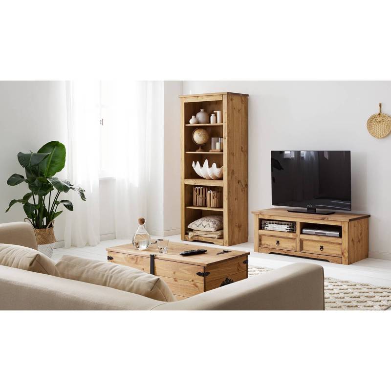 Maison Belfort TV-Lowboard Finca Rustica I Massivholz Kiefer 120x46x51 cm (BxHxT) Landhaus 2 Schubladen von Maison Belfort