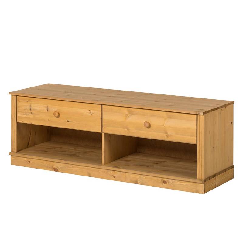 home24 Massives TV-Lowboard Massivholz Kiefer, gebeizt & gewachst Braun/Beige/Kiefer Natur 140 x 45 x 45cm von home24