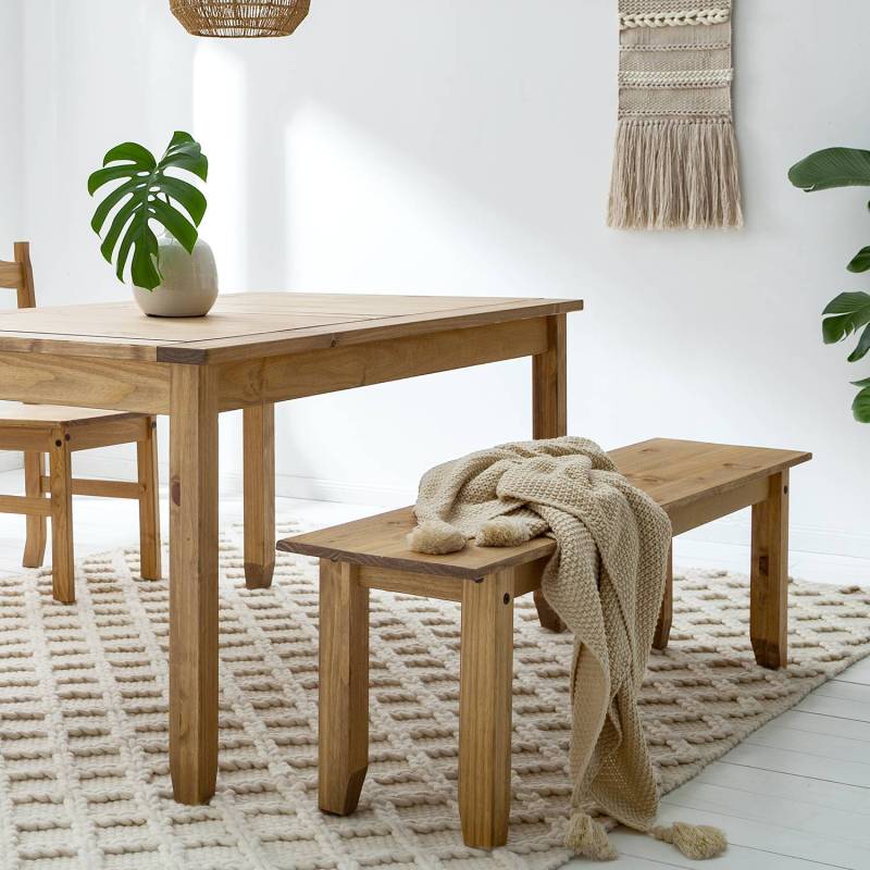 home24 Sitzbank 160 x 40 x 45cm Braun/Beige/Kiefer Natur von home24