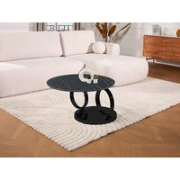 Couchtisch mit drehbaren Tischplatten - Keramik & Glas - Schwarz mit Marmor-Effekt - JOLINE Couchtisch mit drehbaren Tischplatten - Keramik & Glas - Schwarz mit Marmor-Effekt - JOLINE von Vente-unique