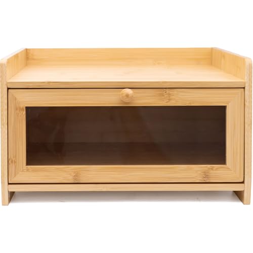 Maison Des Cadeaux Einlagiger Brotkasten aus Bambus mit oberer Ablage von Maison Des Cadeaux