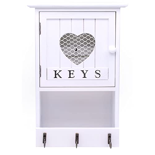 Maison Des Cadeaux Holz 'Keys' Aufbewahrungsbox für 9 Schlüssel, Herz-Schlüsselloch, hängbarer Schlüsselhakenhalter von Maison Des Cadeaux