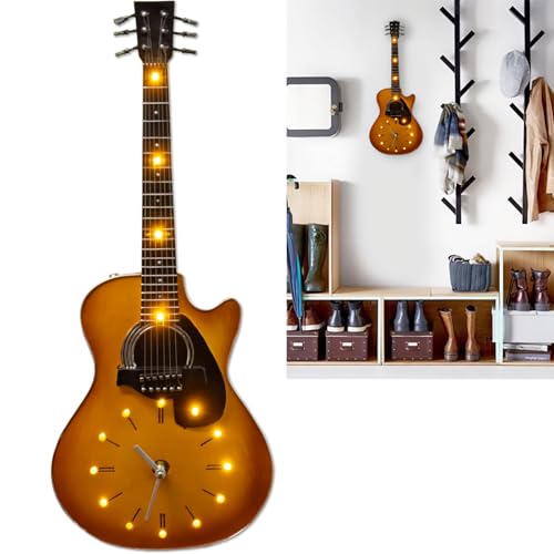 Maison Des Cadeaux Vintage Retro Gitarre Wanduhr mit LED Lichtern Braun Eiche Optik 53.3 cm Maison Des Cadeaux Vintage Retro Gitarre Wanduhr mit LED Lichtern Braun Eiche Optik 53.3 cm von Maison Des Cadeaux