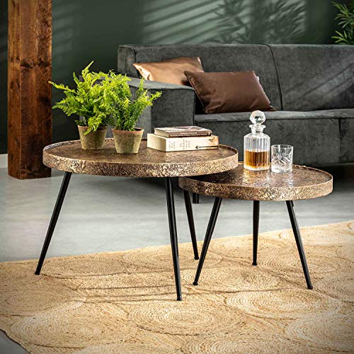 Maison ESTO 2er Set Couchtisch Metall antik Bronze Sofatisch Anstelltische Beistelltische von Maison ESTO