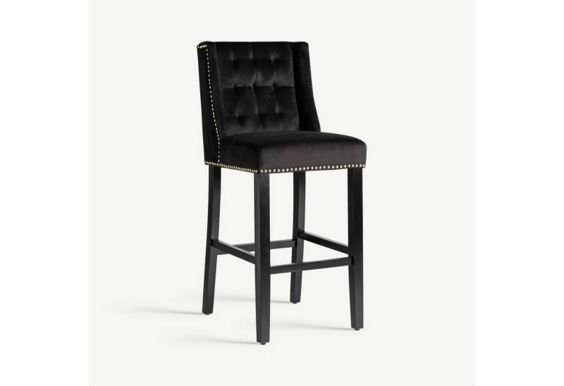 Maison ESTO Barhocker 2´er Set ELEGANCE Barstuhl Samt schwarz mit goldener Knopfheftung (2´er Set), Sitzhöhe: 73 cm von Maison ESTO