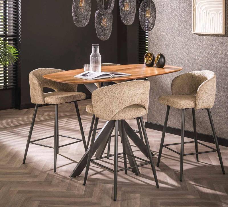 Maison ESTO Bartisch ESCANDI Hochtisch oval aus Akazie massiv 140 x 80 cm Stehtisch, Höhe: 92 cm von Maison ESTO