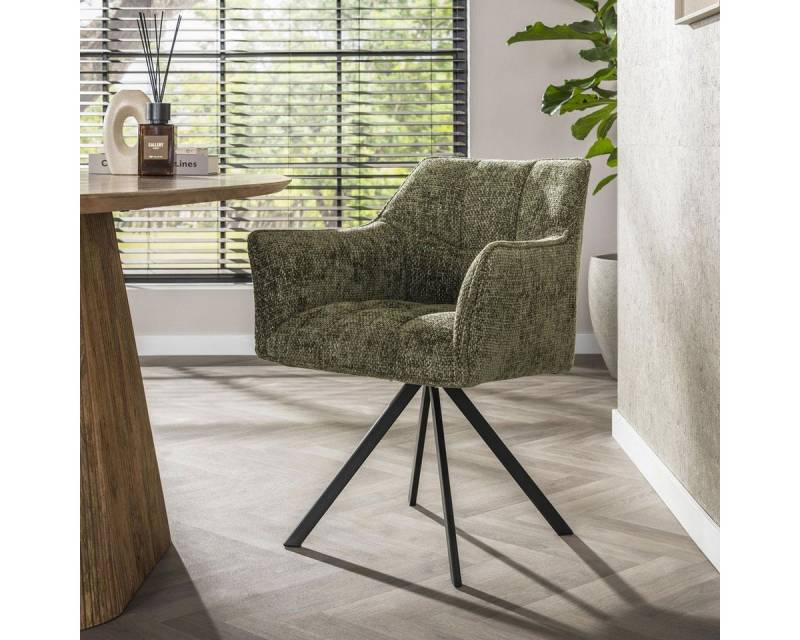 Maison ESTO Drehstuhl 2´er Set RINO Essszimmerstuhl gepolstert drehbar 360° grün, 2´er Set - Nosag Federung von Maison ESTO