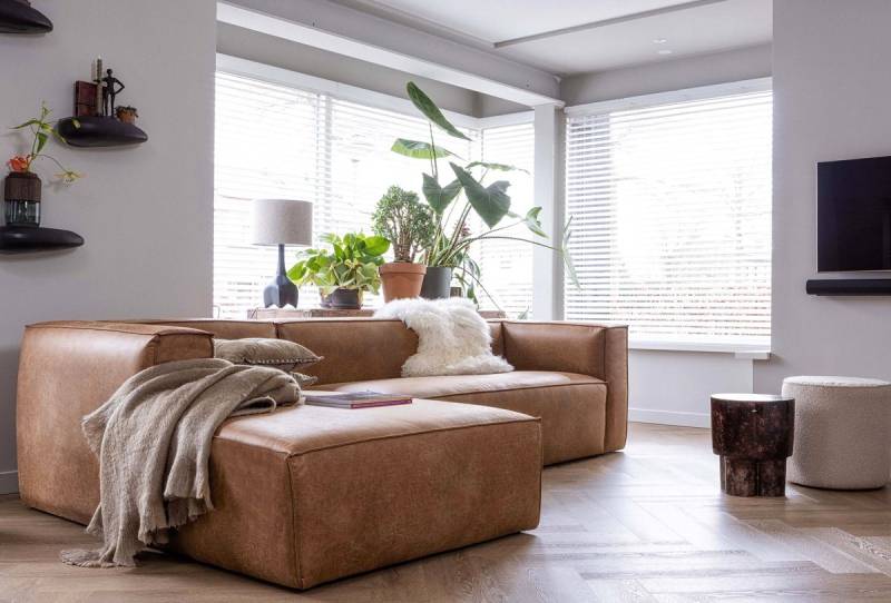 Maison ESTO Ecksofa BENNO recyceltes Leder Sofa Eckcouch cognac Breite 305 cm, hochwertige Verarbeitung von Maison ESTO