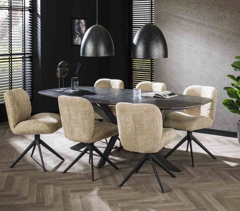 Maison ESTO Esstisch Esszimmertisch ARVADA Küchentisch Keramikoptik oval 3 Größen (Einzeltisch, ohne Stühle), Keramikoptik von Maison ESTO