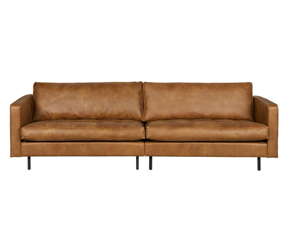 Maison ESTO Sofa 3-Sitzer MODEO CLASSO recyceltes Leder cognac, frei im Raum stellbar von Maison ESTO