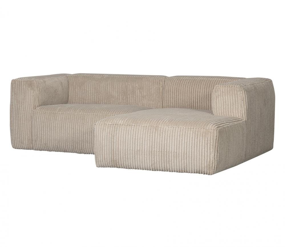 Maison ESTO Sofa Ecksofa Chaiselongue-Sofa CORD Stoff Ribcord beige travertin, wahlweise Lounchair rechts oder links von Maison ESTO