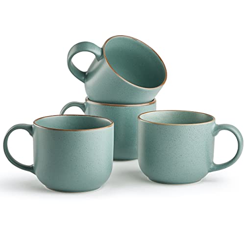 Riverside Collection by Maison Neuve 4-teiliges Tassen-Set – handgefertigtes Keramik-Steingut-Tassen-Set, moderne Essbecher, große und Mehrzweck-Tassen, California Teal, 590 ml von Maison Neuve