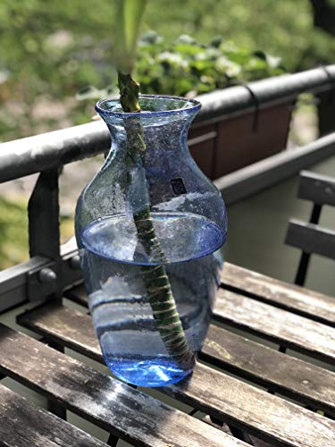 Maison Zoe Glasvase aus Recycling-Glas Belina - Hellblau - blau - groß - Durchmesser ≈ 12cm Höhe ≈ 29cm - 100% Handmade - Blumenvase - Vase mundgeblasen - Dekovase - Tischvase von MAISON ZOE HANDMADE ACCESSORIES