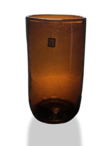 Maison Zoe Zylinder Glasvase aus Recycling-Glas Elena - braun - groß - Durchmesser ≈ 11cm Höhe ≈ 28cm - 100% Handmade - Blumenvase - Vase mundgeblasen - Dekovase - Tischvase von Maison Zoe