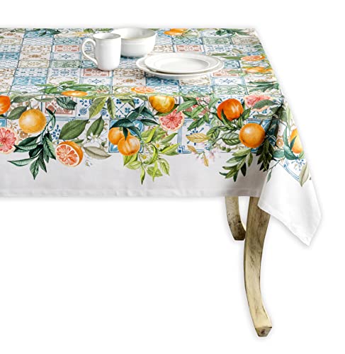 Maison d' Hermine Tischdecke, 100% Baumwolle, 160cm x 220cm dekorative Tischdecke, waschbar, quadratisch, Ostertischdecken für Essen, Hochzeit, Bankett, Buffet, Agrume – Frühling/Sommer von Maison d' Hermine