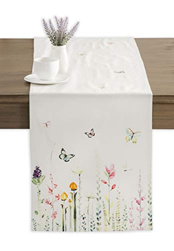 Maison d' Hermine Tischläufer, 100% Baumwolle, dekorativer Oster-Tischläufer, waschbare Tischdecke für Feiertagsessen, Hochzeit, Babyparty und Essen, Botanical Fresh – Frühling/Sommer (50cm x 150cm) von Maison d' Hermine