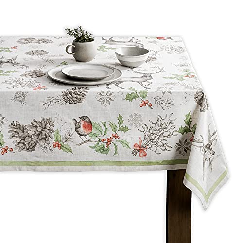 Maison d' Hermine Christmas Dew 100% Baumwolle Tischdecke für Küche | Abendessen | Tischplatte | Dekoration Parteien | Hochzeiten | Thanksgiving/Weihnachten (Rechteck, 160cm x 220cm) von Maison d' Hermine