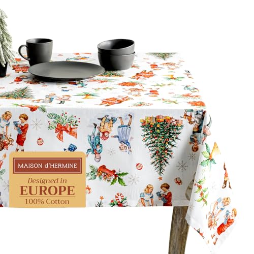 Maison d' Hermine Chromo 100% Baumwolle Tischdecke für Küche | Abendessen | Tischplatte | Dekoration Parteien | Hochzeiten | Thanksgiving/Weihnachten (Rechteck, 140cm x 180cm) von Maison d' Hermine