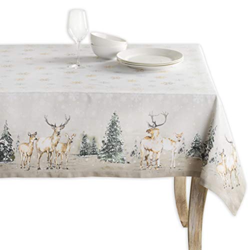 Maison d' Hermine Deer In The Woods 100% Baumwolle Tischdecke für Küche | Abendessen | Tischplatte | Dekoration Parteien | Hochzeiten | Thanksgiving/Weihnachten (Rechteck, 160cm x 220cm) von Maison d' Hermine