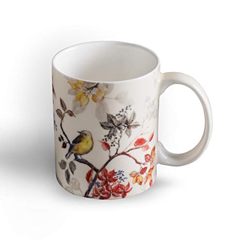 Maison d'Hermine Equinoxe - Beige Fine Bone China Kaffeetasse mit Griffen für Heißgetränke – Kaffee | Cappuccino | Milchkaffee| Kakao | Tee perfekt für zu Hause | Geschenke (Passerine, 12 Unzen) von Maison d' Hermine