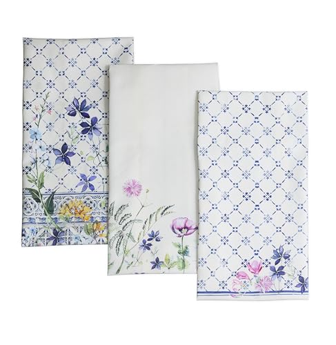 Maison d' Hermine Faience 100% Baumwolle Set von 3 Multi-Purpose Küchenhandtuch | Bar Handtücher | Frühling/Sommer (50 cm X 70 cm) von Maison d' Hermine